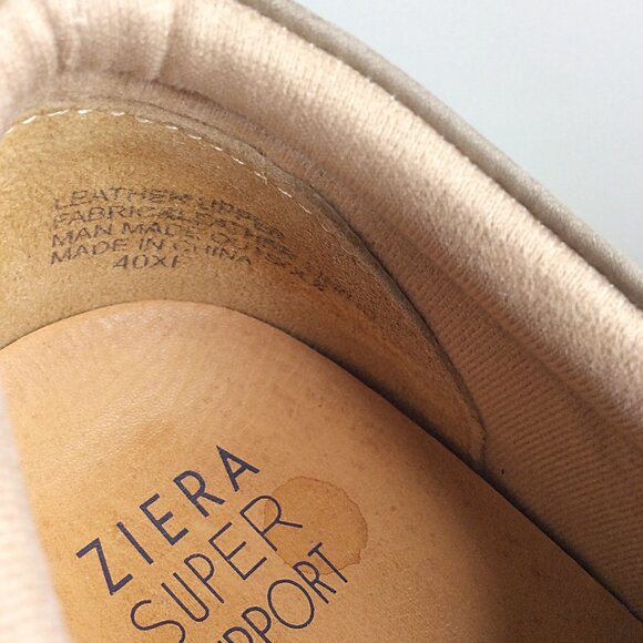 Ziera Solar Taupe Leather Comfort Sneaker Shoes Size 40 / 9.5 Zip Super Comfort - Picture 8 of 9